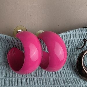 Vintage‎ Earrings Pink Hoop Pierced